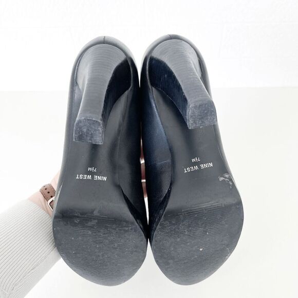 Nine West Womens Leather Almond Toe Platform Slip-on Pumps Black Size 7.5M - Picture 7 of 8